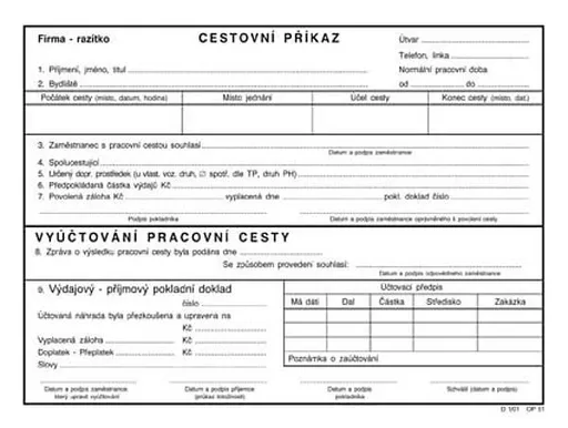 Tiskopis Cestovní příkaz A5 100 listů OPTYS