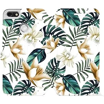 Flipové pouzdro na mobil Huawei P9 Lite mini - MC07P Zlatavé květy a zelené listy (5903226238811)