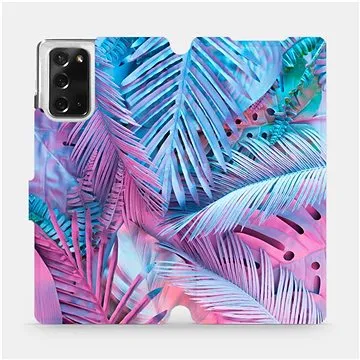 Flipové pouzdro na mobil Samsung Galaxy Note 20 - MG10S Fialové a modré listy (5903516332403)