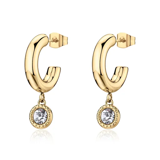S'Agapõ Kruhové pozlacené náušnice s krystaly Aurora SAR69