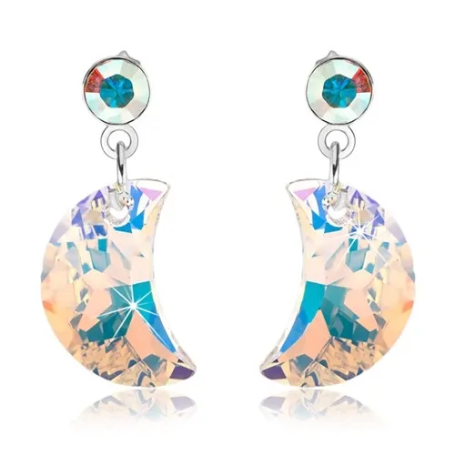 Stříbrné náušnice 925, visící měsíčky ze světle žlutých krystalů Swarovski