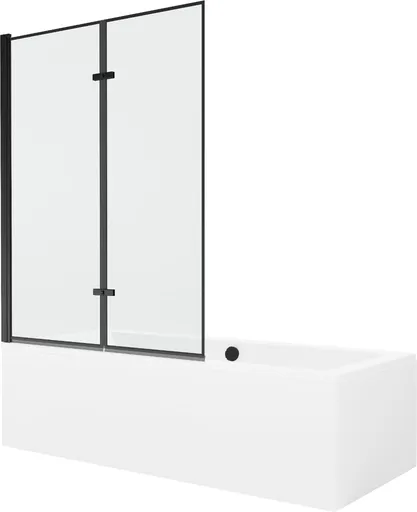 MEXEN/S Cube obdélníková vana 170 x 80 cm s panelem + vanová zástěna 120, černá vzor 550517080X9212027070