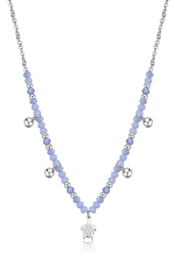 S'Agapõ Ocelový korálkový náhrdelník s přívěsky Želva Glint SGI02