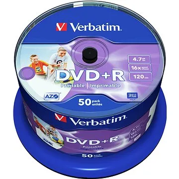 VERBATIM DVD+R AZO 4,7GB, 16x, printable, spindle 50 ks (43512)