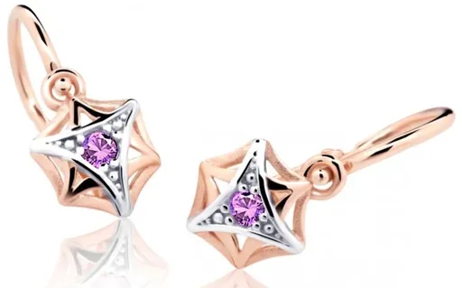 Cutie Jewellery Dětské náušnice z růžového zlata C2209-10-X-4 fialová