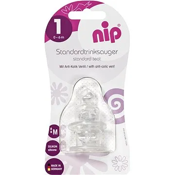 NIP dudlík orthodontický na láhev s klasickým hrdlem,  0–6 měs., 2 ks (4000821330061)