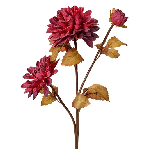 Dekorace červená umělá květina jiřina - 10*10*66 cm Clayre & Eef