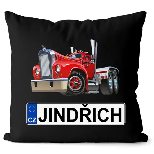 Polštář SPZ se jménem – barevný kamion (Velikost: 55 x 55 cm, Jméno: Jindřich)