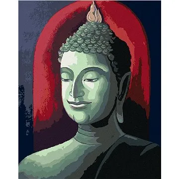 Diamondi - Diamantové malování - BUDDHA NA ČERVENÉM POZADÍ, 40x50 cm, Vypnuté plátno na rám (605849B)