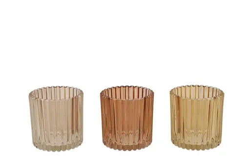 3ks pískový mix skleněný svícen Romano - Ø 8*8 cm daan kromhout