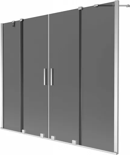 MEXEN/S Velar Duo dvoukřídlá posuvná vanová zástěna 170 x 150, grafit, chrom 896-170-000-42-01