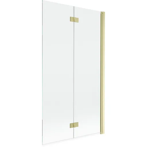 MEXEN MIST vanová zástěna 100x150 cm 6mm 2-s, zlatá kartáčovaná, čirá, pravá 8A9-100-002-55-00-P