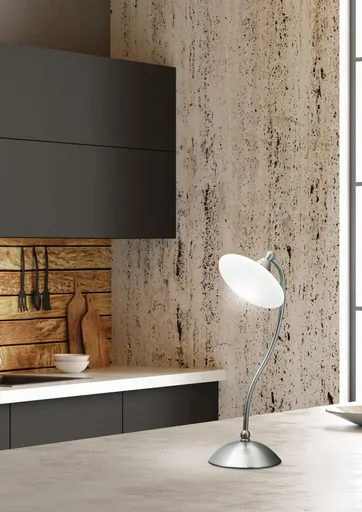 Stolní lampa saténový nikl + bílá Elisa