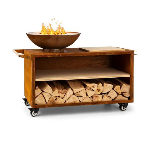 Blumfeldt Savage 2.0 Wide, ohniště s grilem, bambusová krájecí deska, ochranný kryt