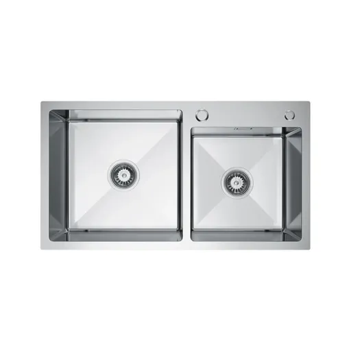 VELAZO Dvoukomorový ocelový dřez 78 x 45 cm s hlubokou mísou, INOX VELAZ7845