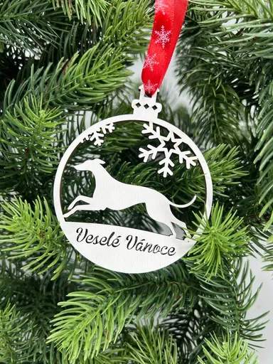 Vsepropejska Vánoční baňka s chrtem – ozdoba na stromeček Typ: Baňka 1