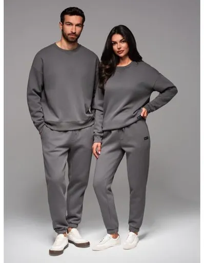 UNISEX souprava tepláková souprava ve stylu athleisure s kalhotami a mikinou - šedá V18 Z109