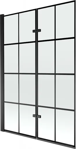 MEXEN Castor vanová zástěna 2-křídlo 120 x 150, černá vzor, černá 892-120-002-70-77