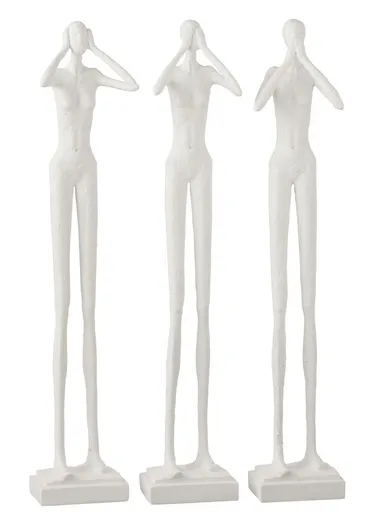 3ks dekorace lidké figuríny nevidím, neslyším, nemluvím Figurines – 13*10*60 cm J-Line by Jolipa