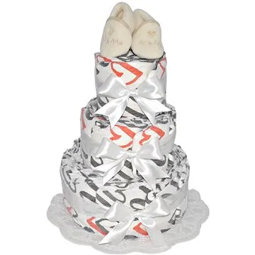 BEBEDEPARIS Třípatrový plenkový dort Srdce - šedý (C0312)