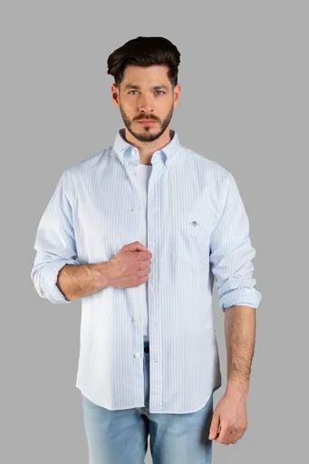 KOŠILE GANT REG CLASSIC POPLIN STRIPE SHIRT LIGHT BLUE