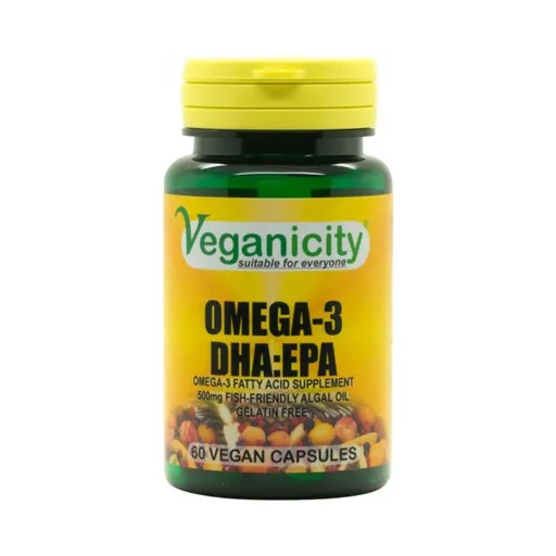 Veganicity OMEGA-3 DHA:EPA 500 mg olej z mořských řas 60 kapslí