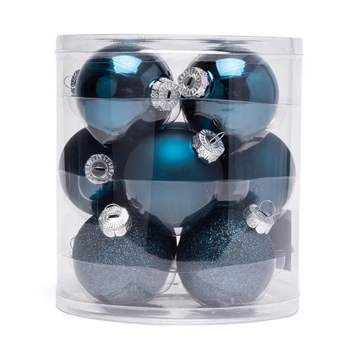 Sada vánočních ozdob MODRÁ 12 ks, pr. 6 cm