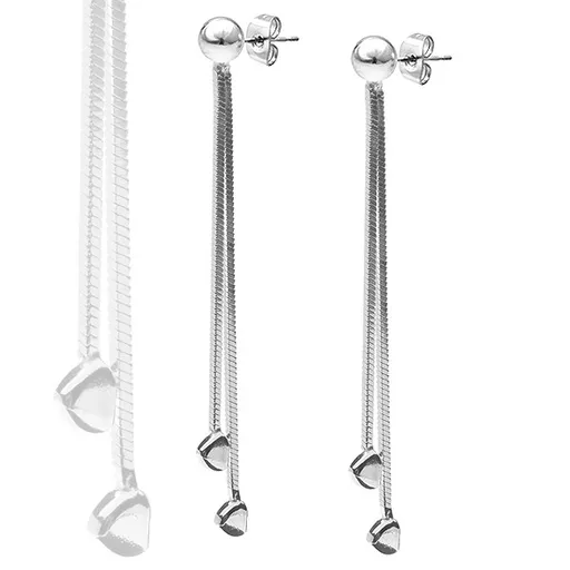 Náušnice ze stříbra 925 - visící řetízky se srdíčky