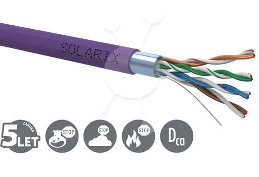 Instalační kabel Solarix CAT5E FTP LSOH Dca-s1,d2,a1 500m/cívka SXKD-5E-FTP-LSOH