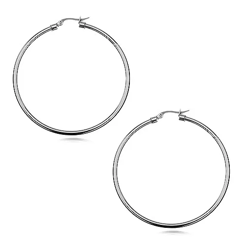 Náušnice ocelové kruhy - lesklý hladký povrch, stříbrná barva