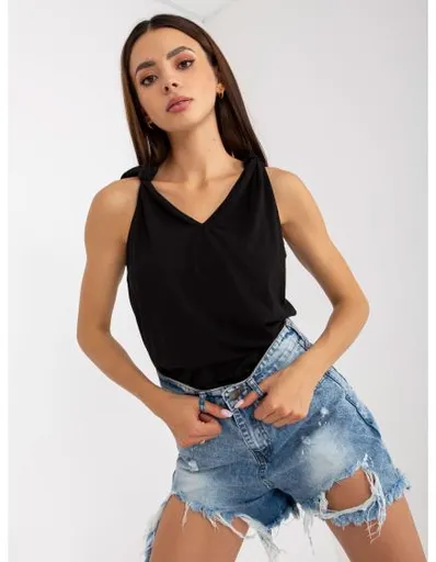 Dámský top s výstřihem do V RUE PARIS černý