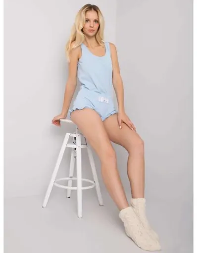 Dámské pyžamo bavlněné Stacy RUE PARIS světle modré