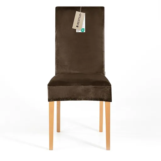 Restilo Napínací potah na židli Sento tmavě hnědá, 48 x 48 x 58 + 10 cm