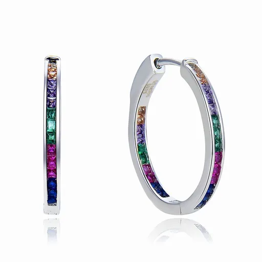 MOISS Stříbrné náušnice kruhy s barevnými zirkony E0002784