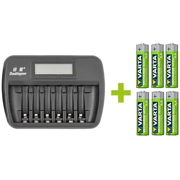 OXE Battery Charger AA + 6 ks nabíjecích baterií Varta 56706 R6 2100mAh NIMH basic (572007)