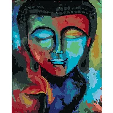 Diamondi - Diamantové malování - BAREVNÝ BUDDHA A KVĚTINY, 40x50 cm, bez rámu a bez vypnutí plátna (604244A)