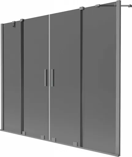 MEXEN/S Velar Duo dvoukřídlá posuvná vanová zástěna 170 x 150, grafit, grafit metal 896-170-000-42-95
