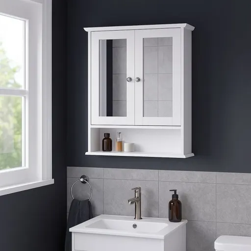 Závěsná skříňka do koupelny se zrcadly bílá