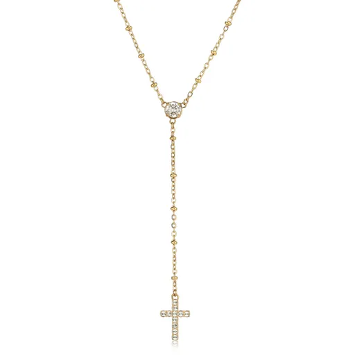 S'Agapõ Dámský pozlacený náhrdelník s křížkem Dazzly SDZ137