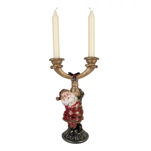 Svícen na 2 úzké svíčky Santa - 17*10*28 cm 6PR6050