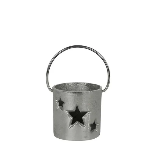 Stříbrný kovový svícen s hvězdami - Ø 12*12cm VBSWR12