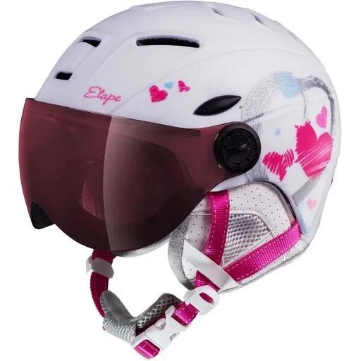 Etape RIDER PRO Dětská lyžařská přilba s visorem, bílá, velikost (53 - 55)