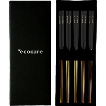 ECOCARE Kovové Sushi Hůlky Box Gold-Black 10 ks (0750122452118)
