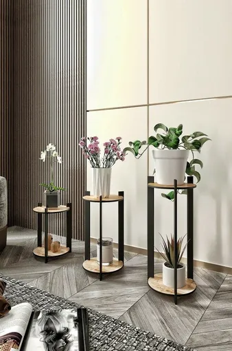 Stojan na květiny Flower Desk Round - Oak