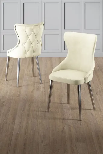 Sada židlí (4 kusy) Alpa - Cream, Chrome