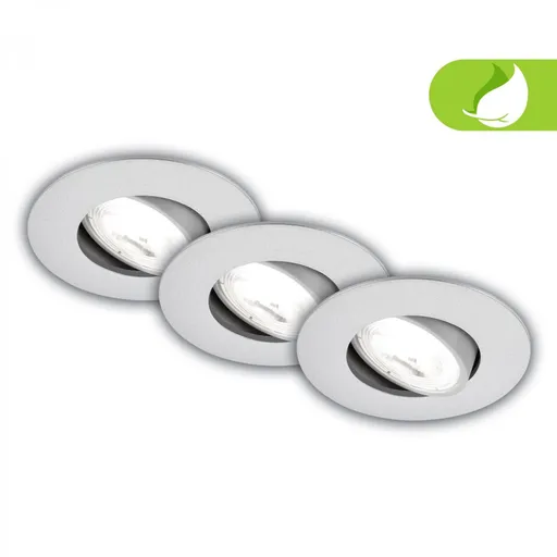 BRILONER 3ks sada LED vestavné bodové svítidlo EEK A  2W, 230V, nastavitelné, ultraploché, 9mm, matný chrom 7989034
