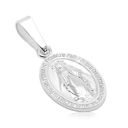 Přívěsek ze stříbra 925 - oválná známka se symboly Panny Marie