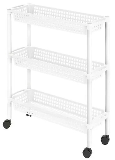 Plastový regál na kolečkách 3 košíky HEIDRUN 60x18x61cm MIX barev