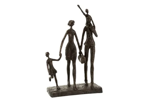 Hnědá soška Family Time - 11*22*38 cm J-Line by Jolipa