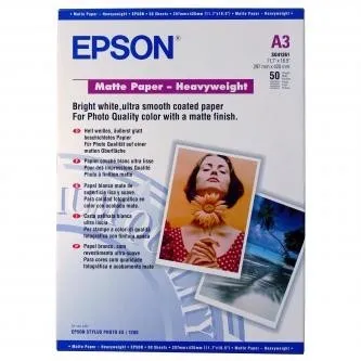 Epson Matte Paper Heavyweight S041261 C13S041261, 167 g/m2, A3, matný, silný, bílý, foto papír